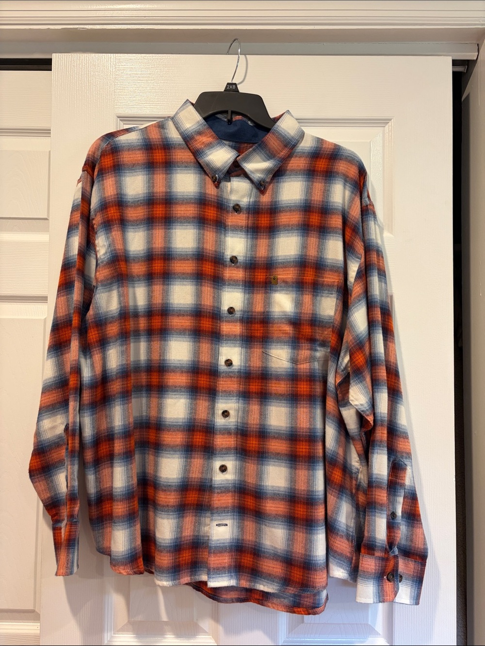 Izod Orange and Blue Plaid Button-Down Shirt